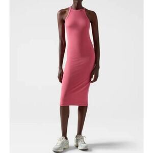 ATM Anthony Thomas Melillo Modal Rib High Neck Tank Dress - Rosewood Size Small
